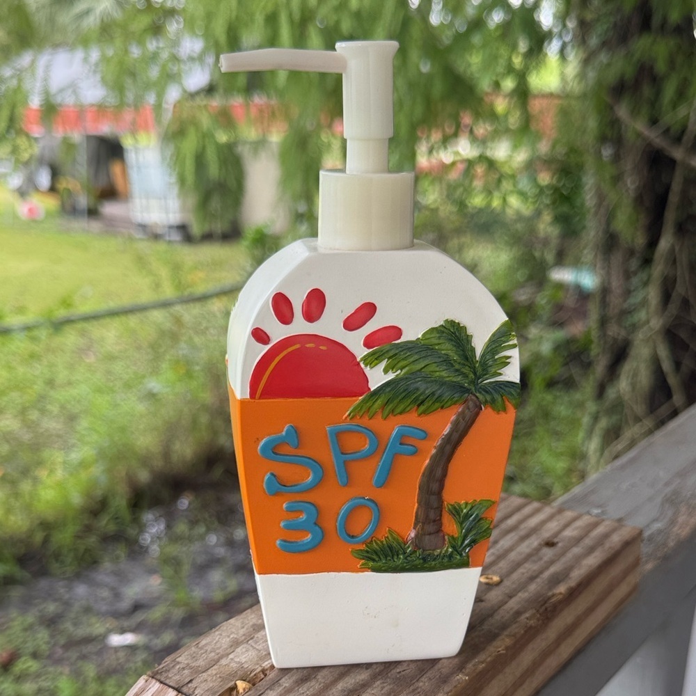 SPF 30 Suncare Lotion Decorative Dispenser with Pump - Orange & White